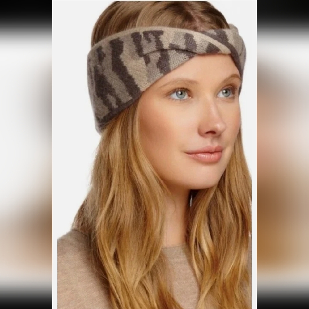 New!Portolano Cashmere Angora Blend Twisted Camo Headband Headwarmer